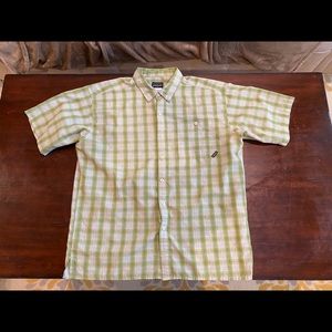 Patagonia Green Plaid Button Up-Large